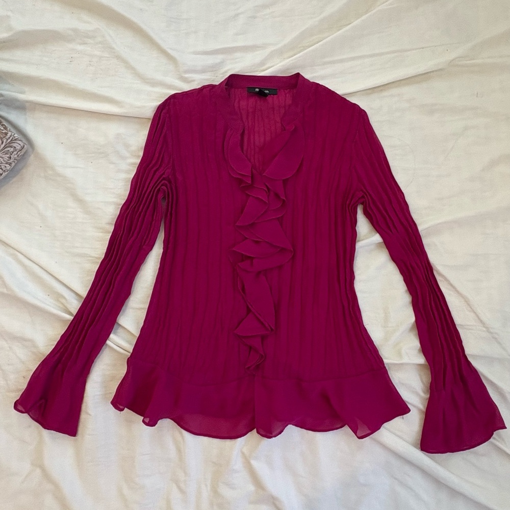 Elegant Pink Ruffle Blouse